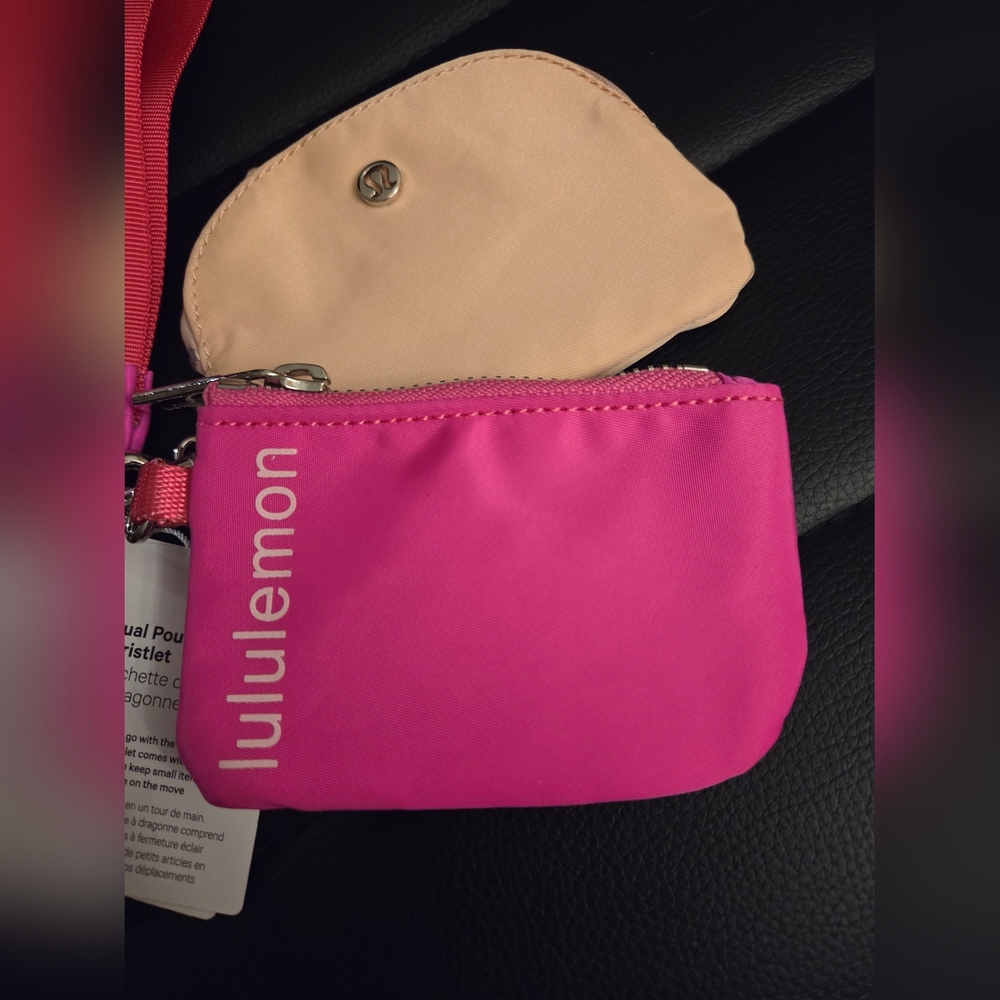 New!!! Lululemon Athletica Pink and Tan Dual Pouch Wristlet - Picture 2 of 6